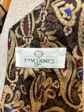 Tom James Men's Paisley Tie in Black & Gold